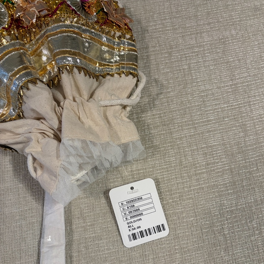 Free People Seasons Sparkle Mini Gift Sack Embroidered Pouch Bag Gold NEW NWT - Picture 13 of 14